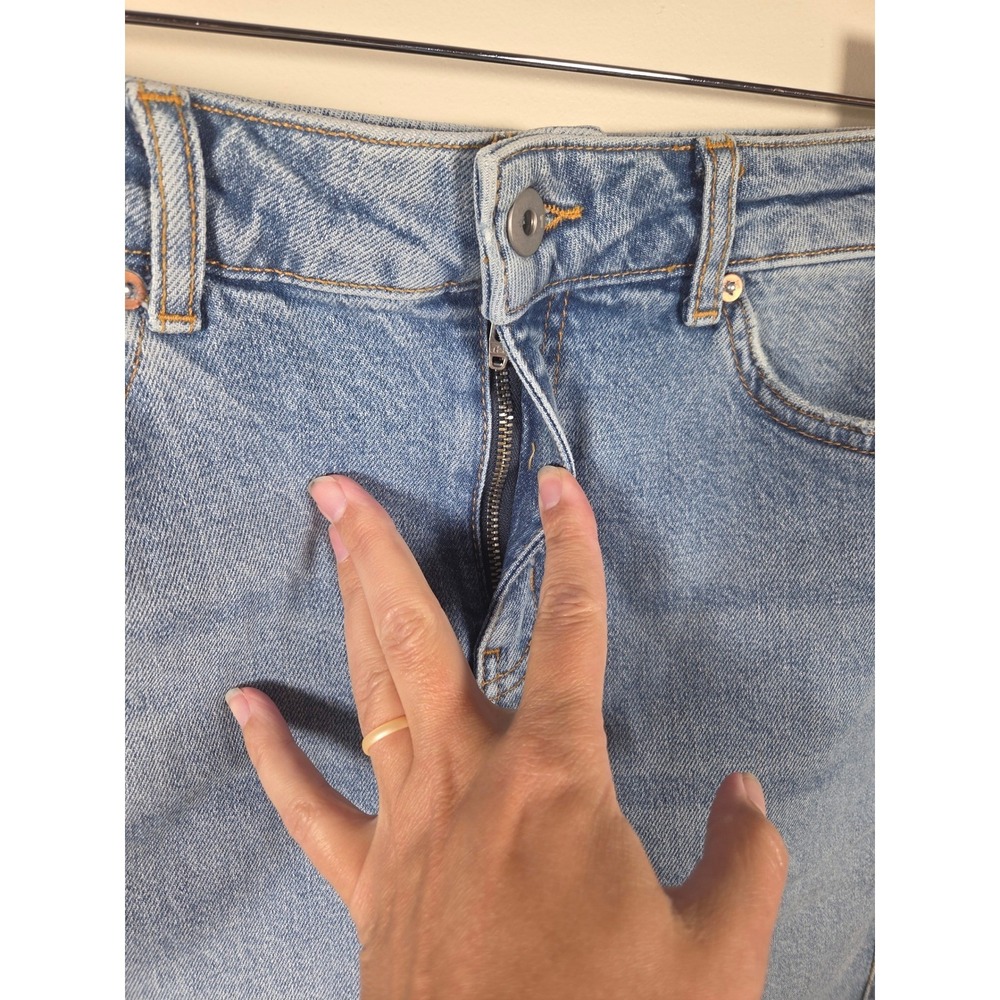 Pilcro and the Letterpress Anthropologie Denim Pencil Skirt Front Slit Size 8 - Picture 5 of 10